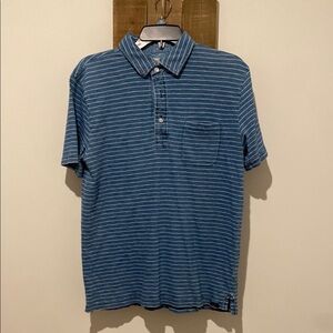 Faherty Blue and White Striped Polo Shirt Classic Casual Style